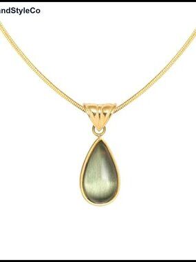 Gold Teardrop Acrylic Pendant Necklace with Snake Bone Chain for Women